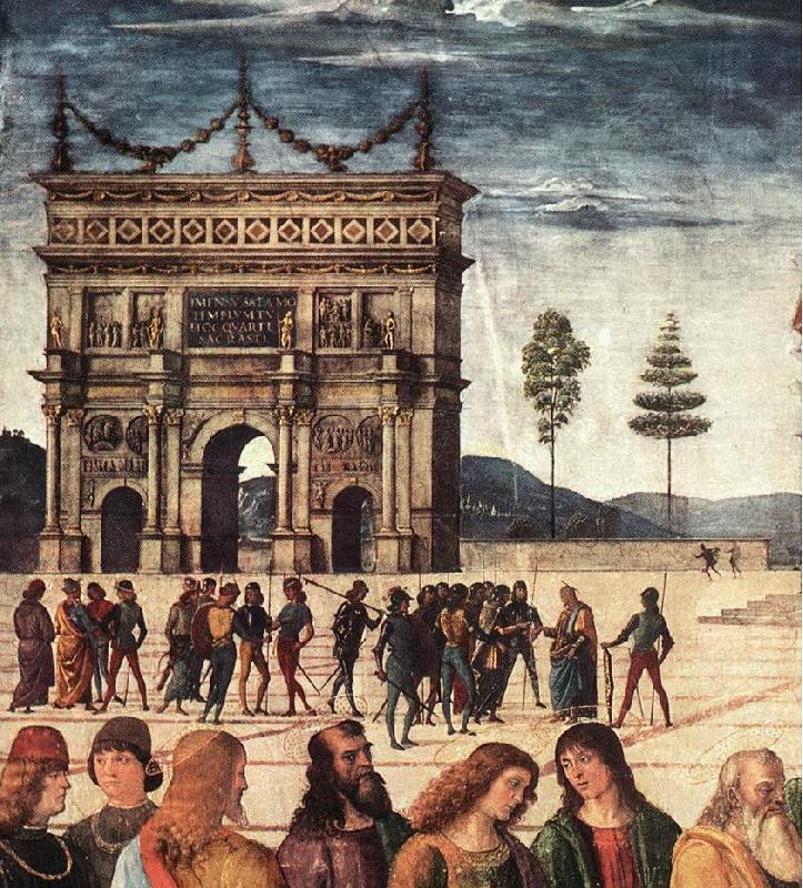 PERUGINO, Pietro Christ Handing the Keys to St. Peter (detail) a oil painting image